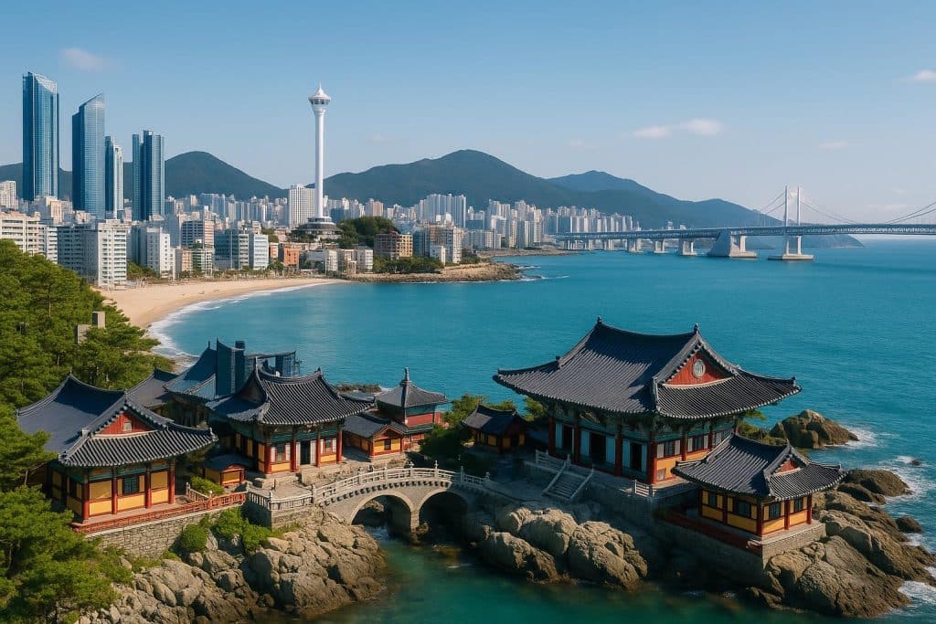 Exploring Busan in Depth: An Extended Travel Guide Scenic view of Busan’s cityscape with iconic skyline, beaches, and vibrant urban attractions