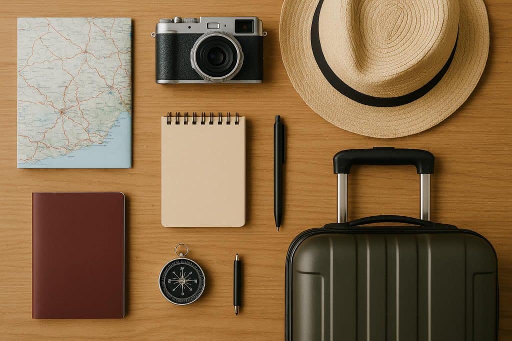 Travel essentials neatly packed in a suitcase for beginner travelers preparing for a trip
