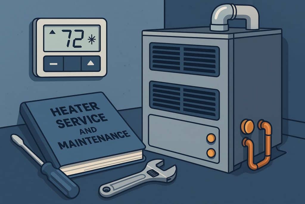 The Homeowner’s Guide to Understanding Heater Service and Maintenance Technician inspecting home heating system for routine heater service and maintenance