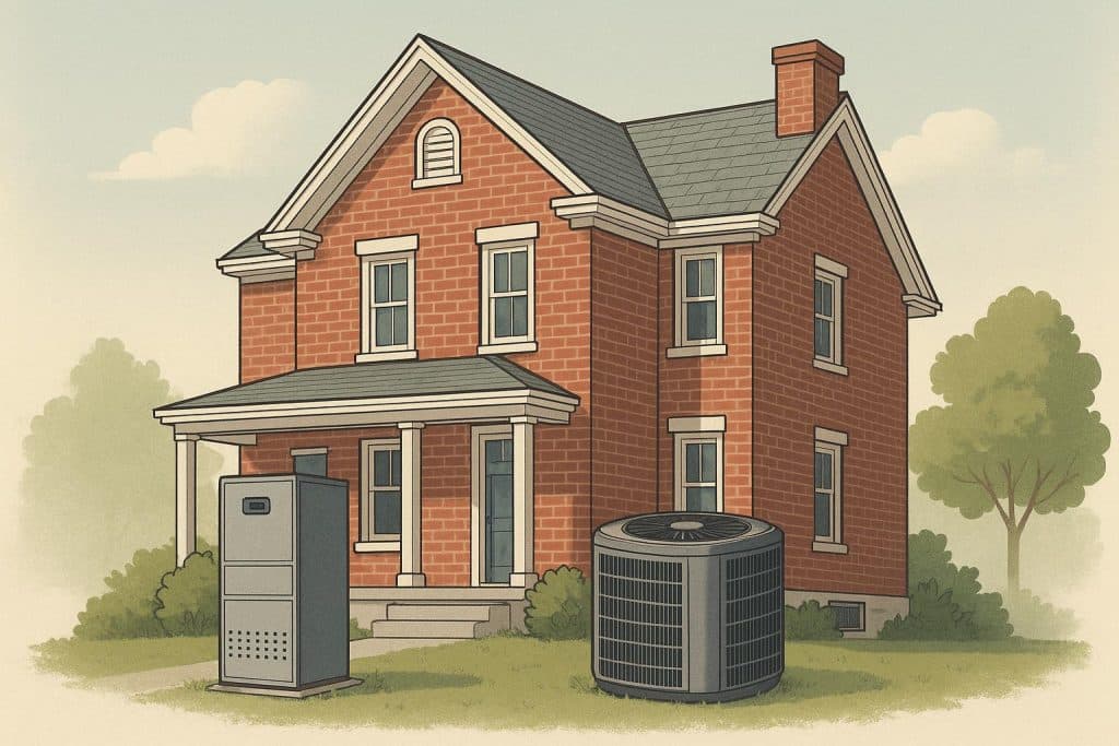 Heating and Cooling Service Solutions for Older Homes Modern HVAC technician servicing an old home furnace for improved heating and cooling efficiency