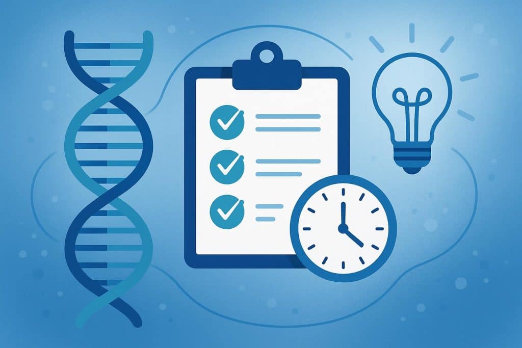 What to Look for in a DNA Synthesis Service: Accuracy, Turnaround Time, and Innovation DNA double helix with laboratory equipment representing DNA synthesis accuracy and innovation