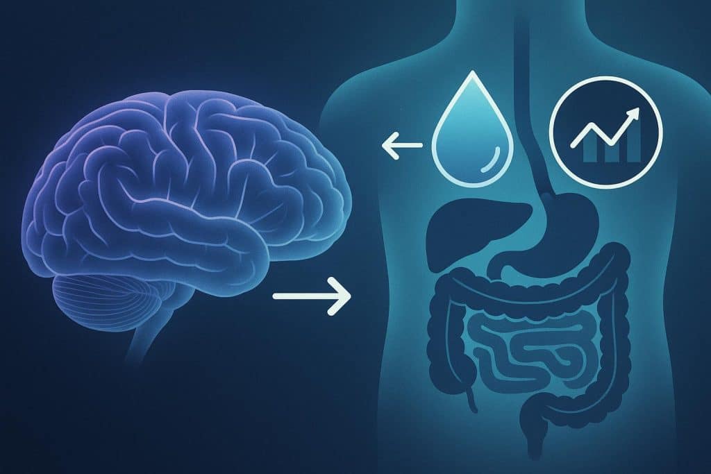 The Unseen Link: How Metabolic Health Dictates Cognitive Performance Brain illustration connected to metabolic symbols showing link between metabolism and cognition