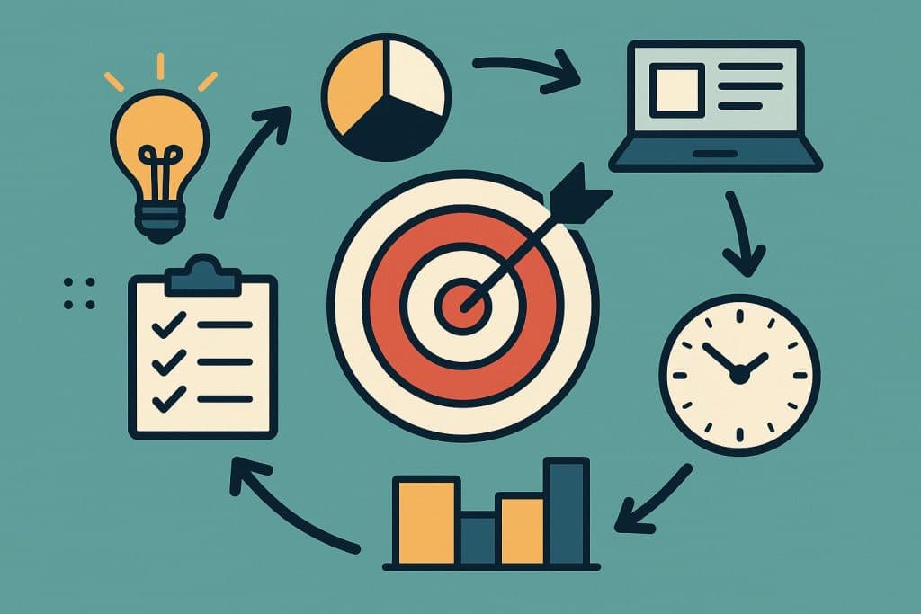 The Science of Focus Cycles: How Remote Teams Build Clarity and Consistent Delivery Illustration of remote team collaboration, project planning, and focus cycle charts for productivity