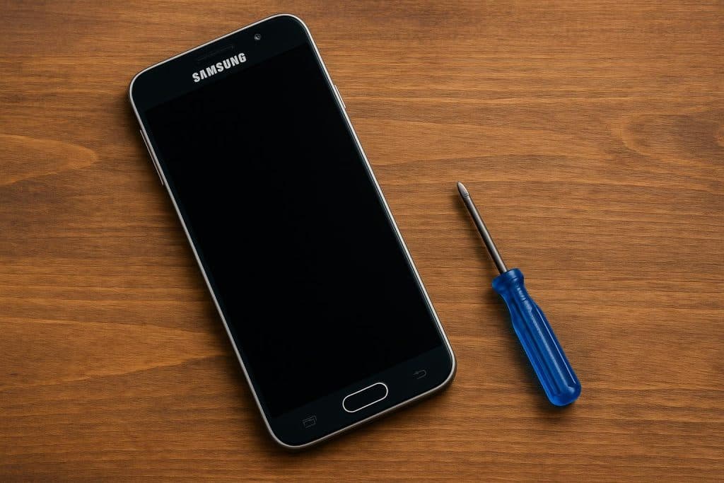 Samsung Black Screen of Death: How to Fix the Black Screen Issue Samsung smartphone displaying black screen with troubleshooting steps for repair and recovery