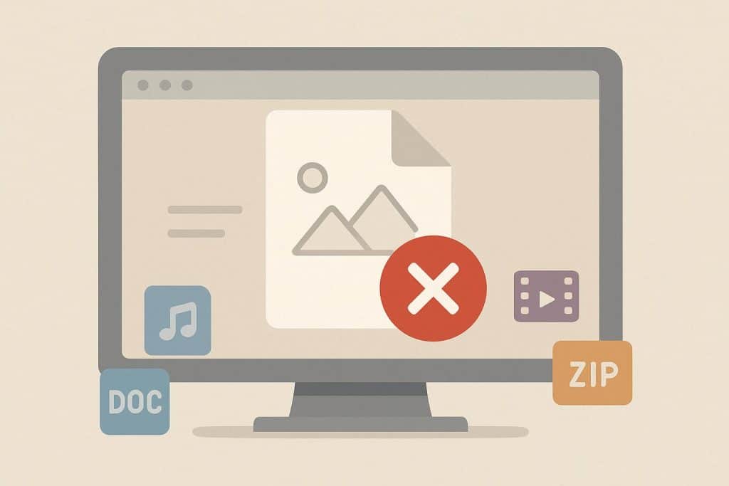 Unsupported file format notification on computer screen highlighting file corruption and error solutions