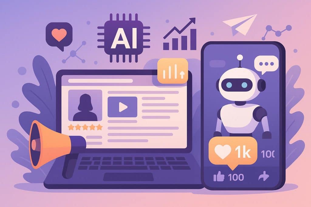 How AI Influencer Platforms Are Changing Social Media Marketing AI-driven influencer network icons transforming social media marketing and brand collaborations