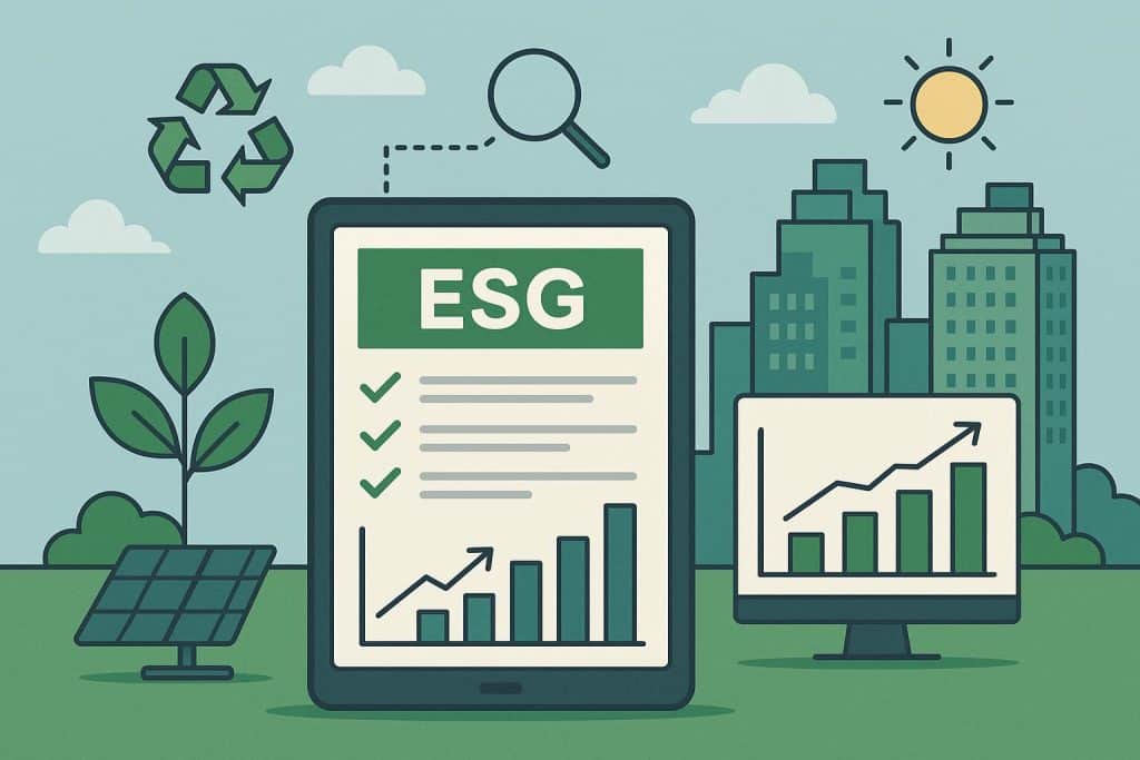 The Sustainability Mandate: Leveraging Tech for ESG Reporting and Proving Building Efficiency Compliance Smart building dashboard displaying energy metrics for ESG reporting and sustainability compliance