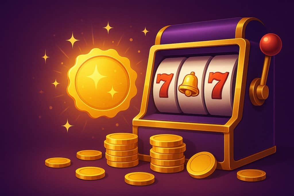 Kickstart Your Gaming Adventure with Slot Free Credit Malaysia Today! Colorful slot machine reels with free credit bonus icons and bright casino background