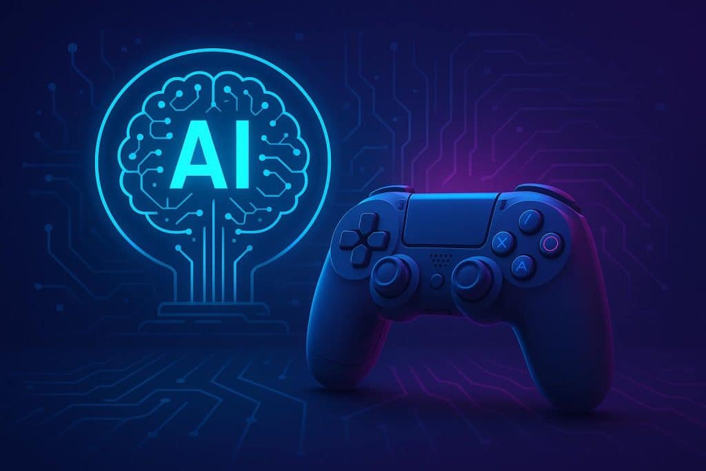 Futuristic AI-powered gaming system interface transforming digital entertainment experiences