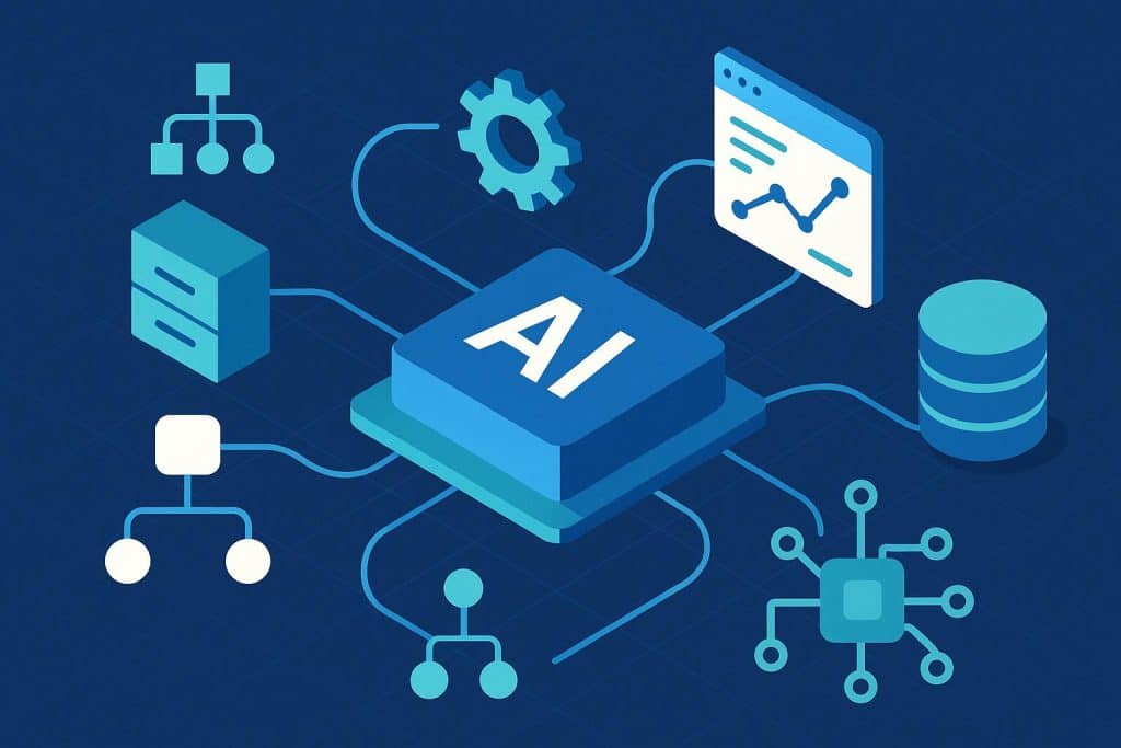 Understanding the Basics of AI Orchestration: A Beginner’s Guide Illustration of interconnected AI systems coordinating tasks for effective orchestration