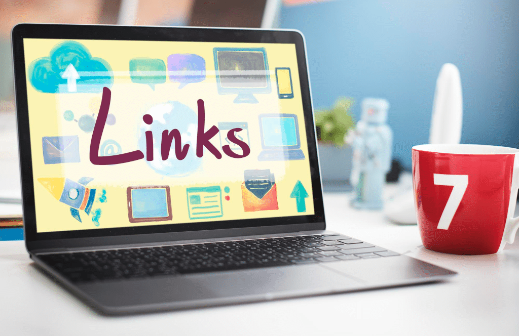 How a Smart Internal Linking Strategy Influences User Experience and SEO A laptop with the word “Links” on the screen